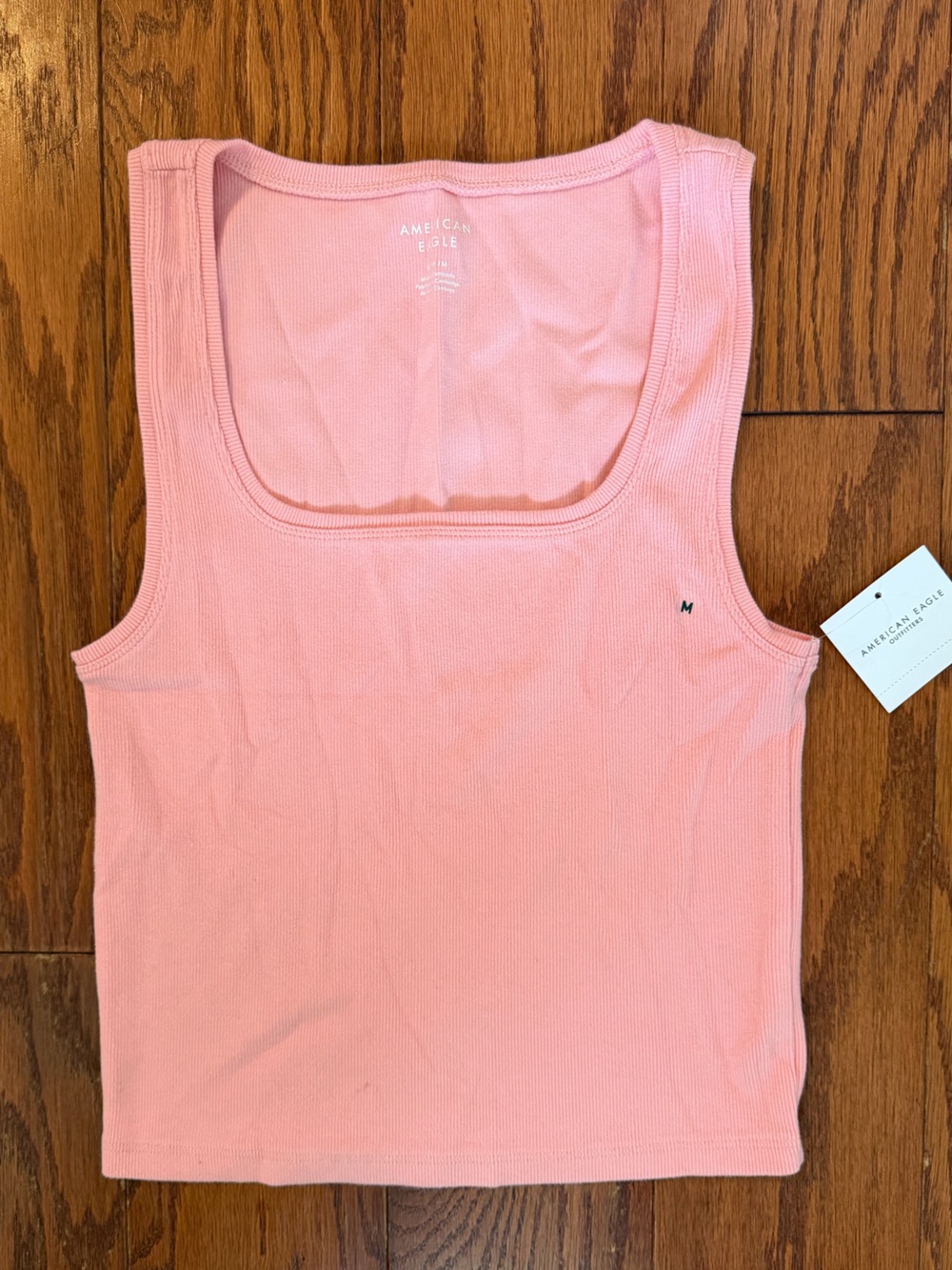 NWT. American Eagle. Pink Ribbed Square-Neck Tank Top. Size M.
